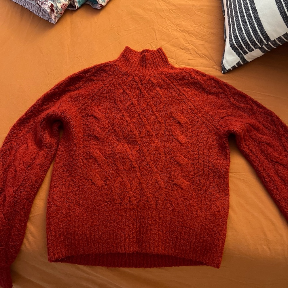 Abercrombie Cozy Red Cable Knit Sweater